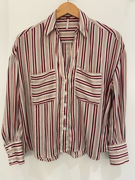 Free People Tops - Free People ‘Mad About You’ Striped Button Down Blouse Fits Oversized XS
